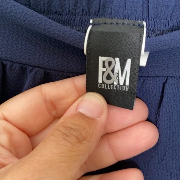 F&M Collection Women Navy Blue Long Pleated Maxi Skirt With Slit Size Large - Picture 9 of 11